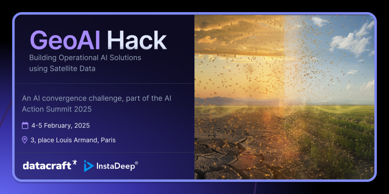 The GeoAI Hackathon on 4-5 February 2025, co-organised by InstaDeep and datacraft, invites AI enthusiasts, developers, and innovators to create solutions that harness the transformative power of artificial intelligence and geospatial data.